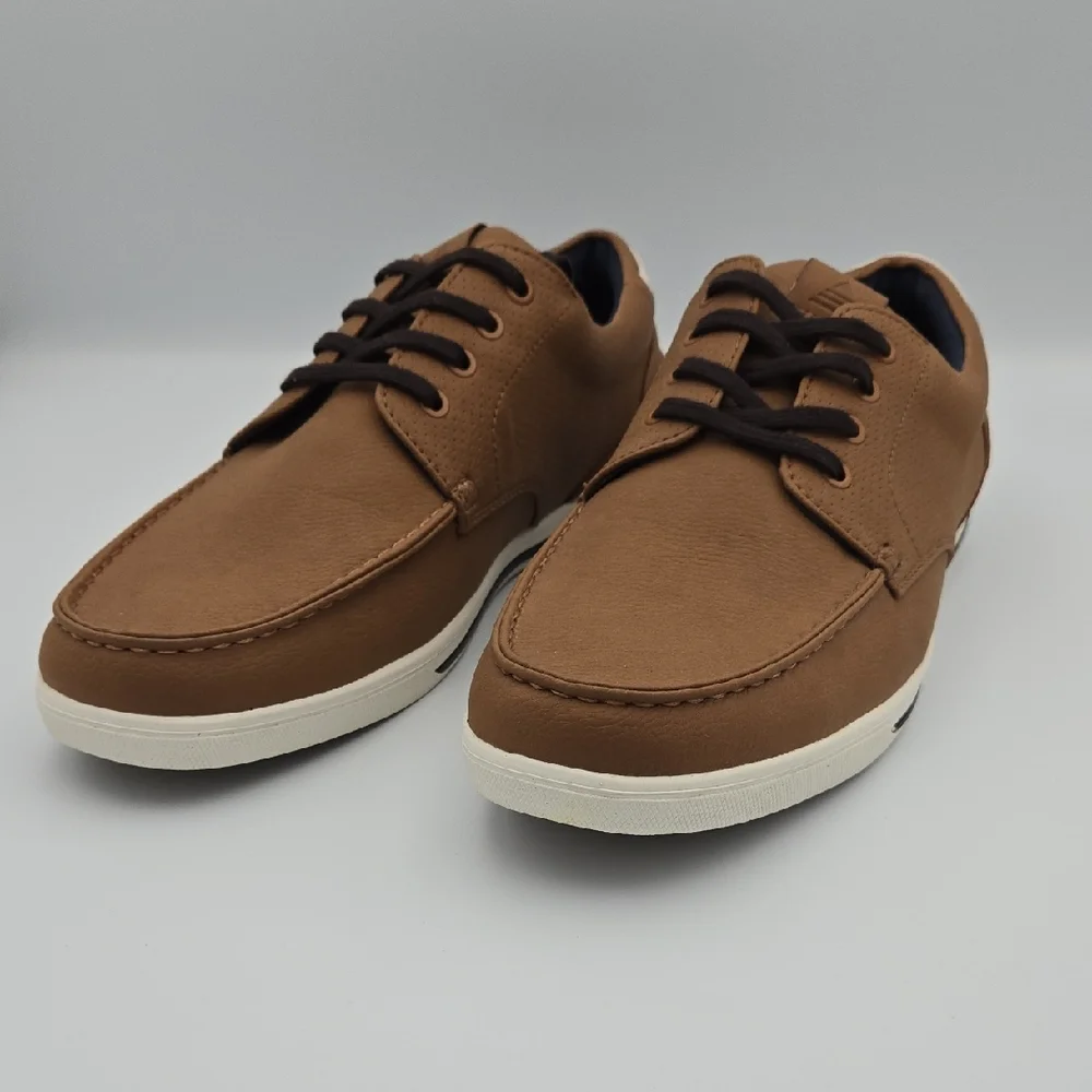 Aldo Men's Casual Boat Shoes, Brown with white sole, Size 10.5